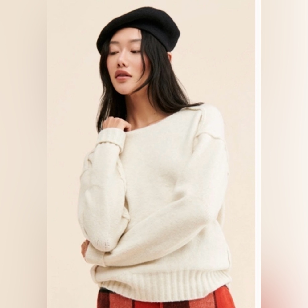 We The Free Sweater by Free People Eastwood Knit Pullover Size Small Cream